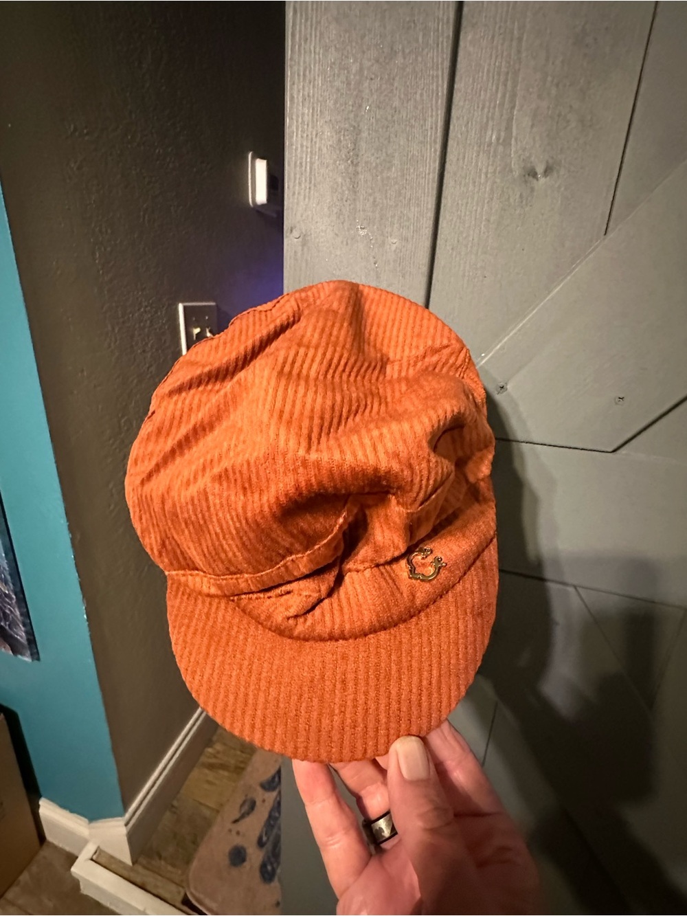 C. Wonder Burnt Orange Corduroy Baker Boy Newsboy Cap